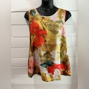 ❤️ECRU – Sleeveless floral linen tunic – Size XL